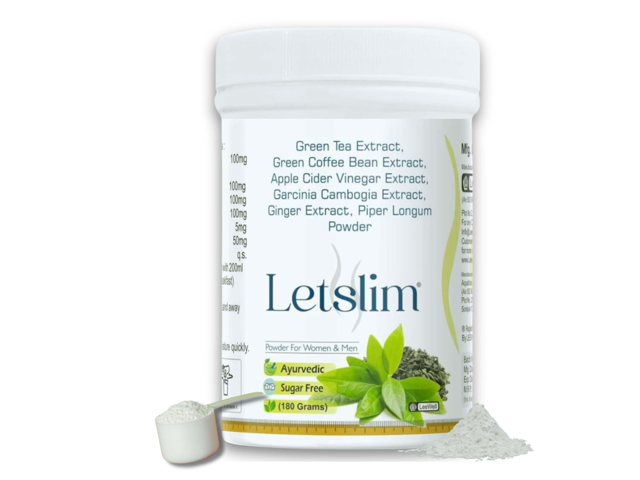 Let slim® Ayurvedic Powder for Women & Men | Apple Cider Vinegar, Green Tea, Ginger, Green Coffee bean Extract, Garcinia Cambogia & Piperine | Metabolism booster - 60 Servings (180 grams)-image-11