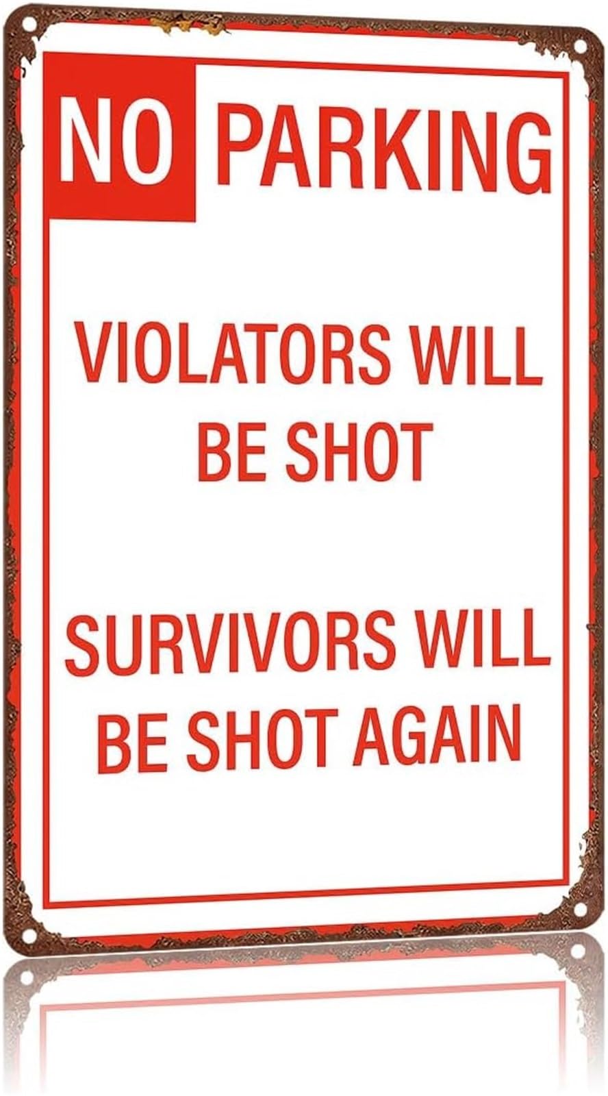 ITCLEYMDZV Classic Metal Sign No Parking Violators Will Be Bold Saying Wall Plaque for Dorm Kitchen Bar Laundry Room 8 X 12 in