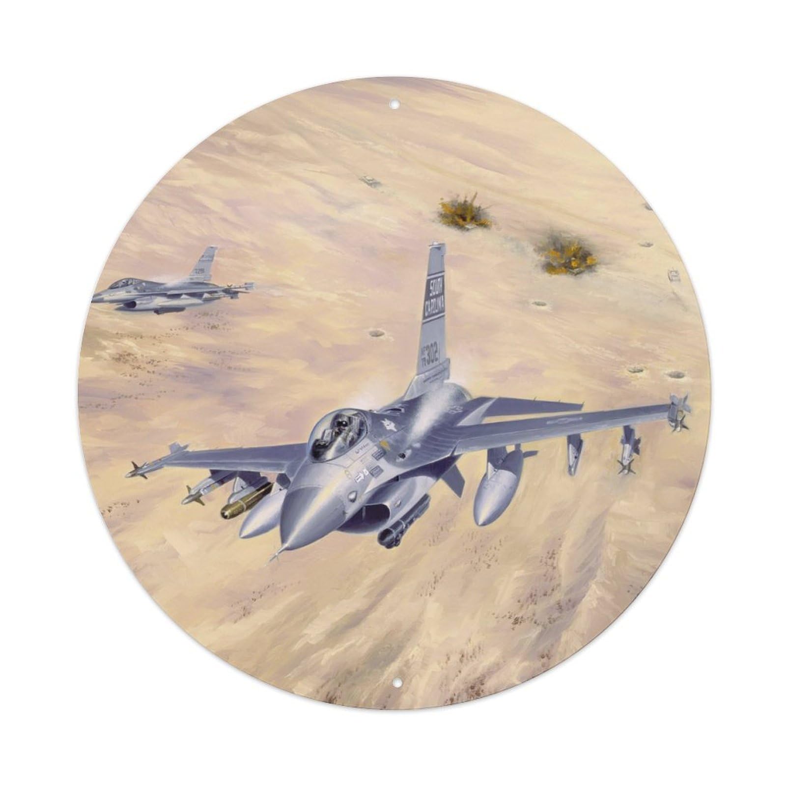 Military Aircraft F-16 Fighting Falcon Fighter Plane Vintage Metal Tin Sign Plaque Wall Decor for Cafe, Club Bar, Office, Garden Metal Poster 8x8Inch