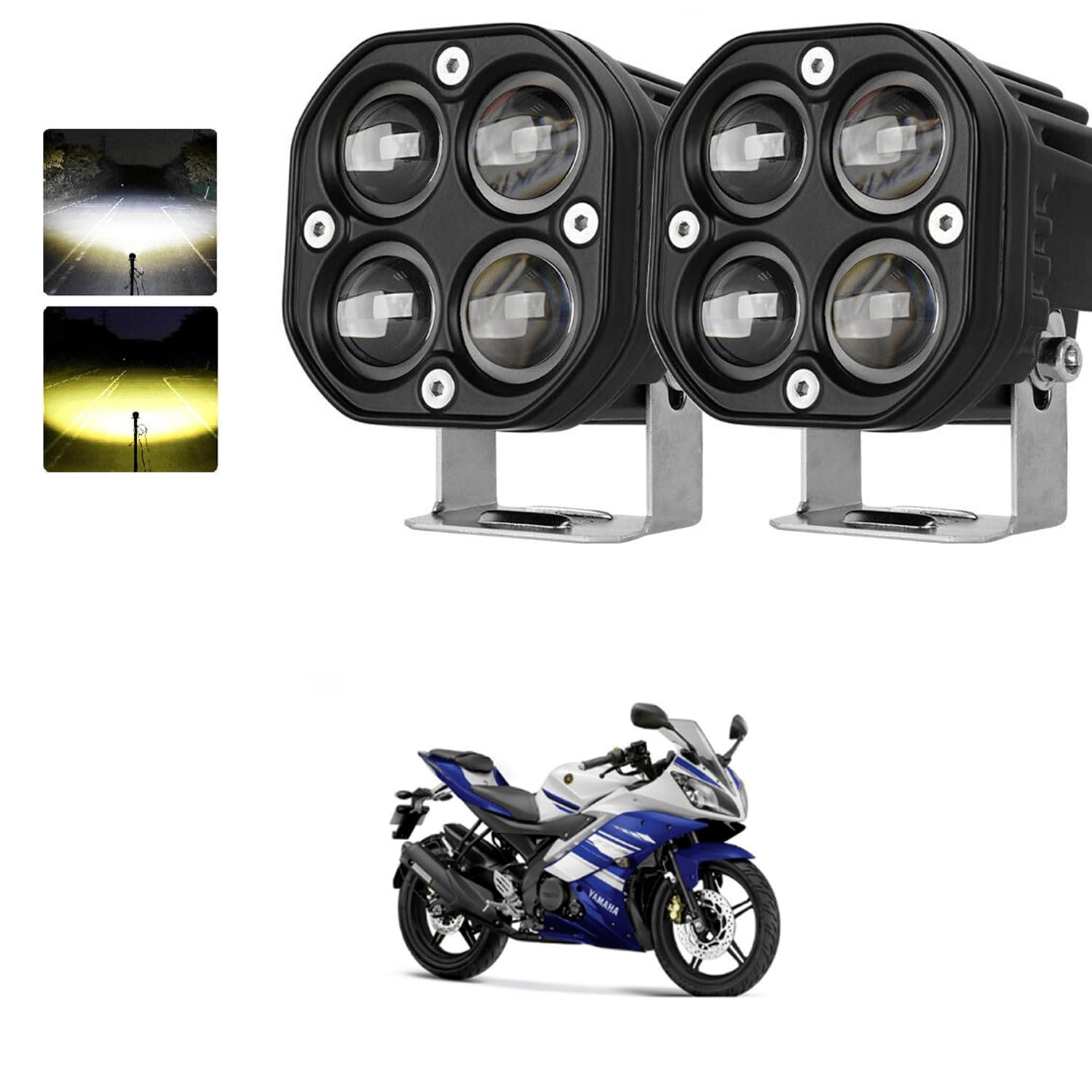Universal LED Driving Fog Lights Amber+White 2Pcs 3Inch 40W Super Bright Mini LED Work Lights Colorful Off-Road Strobe Headlight Multi Lighting Motorcycle Spotlight Comfortable For Ac-cent