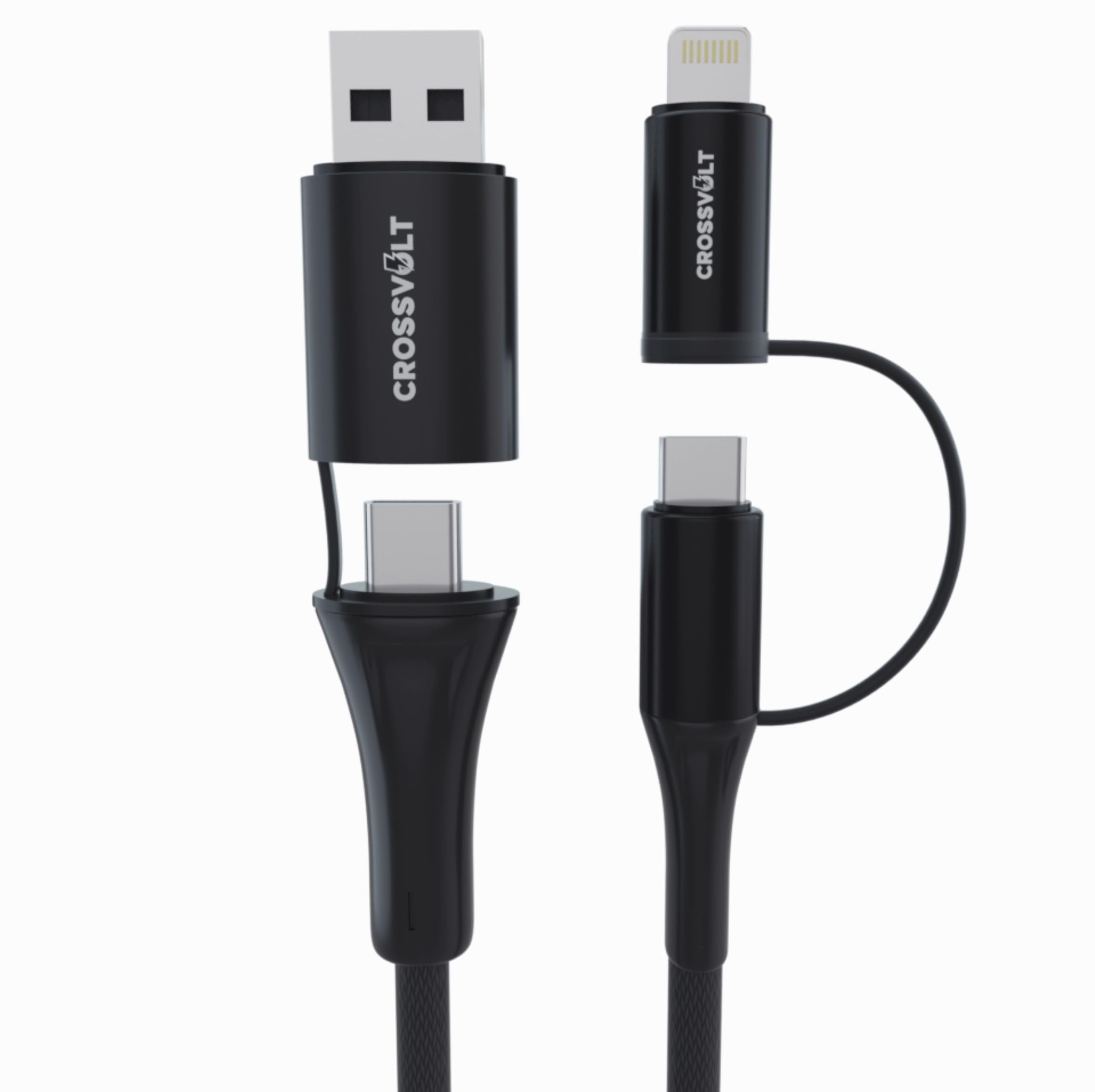 CROSSVOLT 65WT 4-In-1 Universal Braided Multiport Charging Cable |C to C, Lightning to C,Type-A to C,Type-A to Lightning, Compatible with All Android & ios Smartphones, Tablet/Ipads & Macbook (1M) (B0CDC2DNV3) Amazon Price History, Amazon Price Tracker