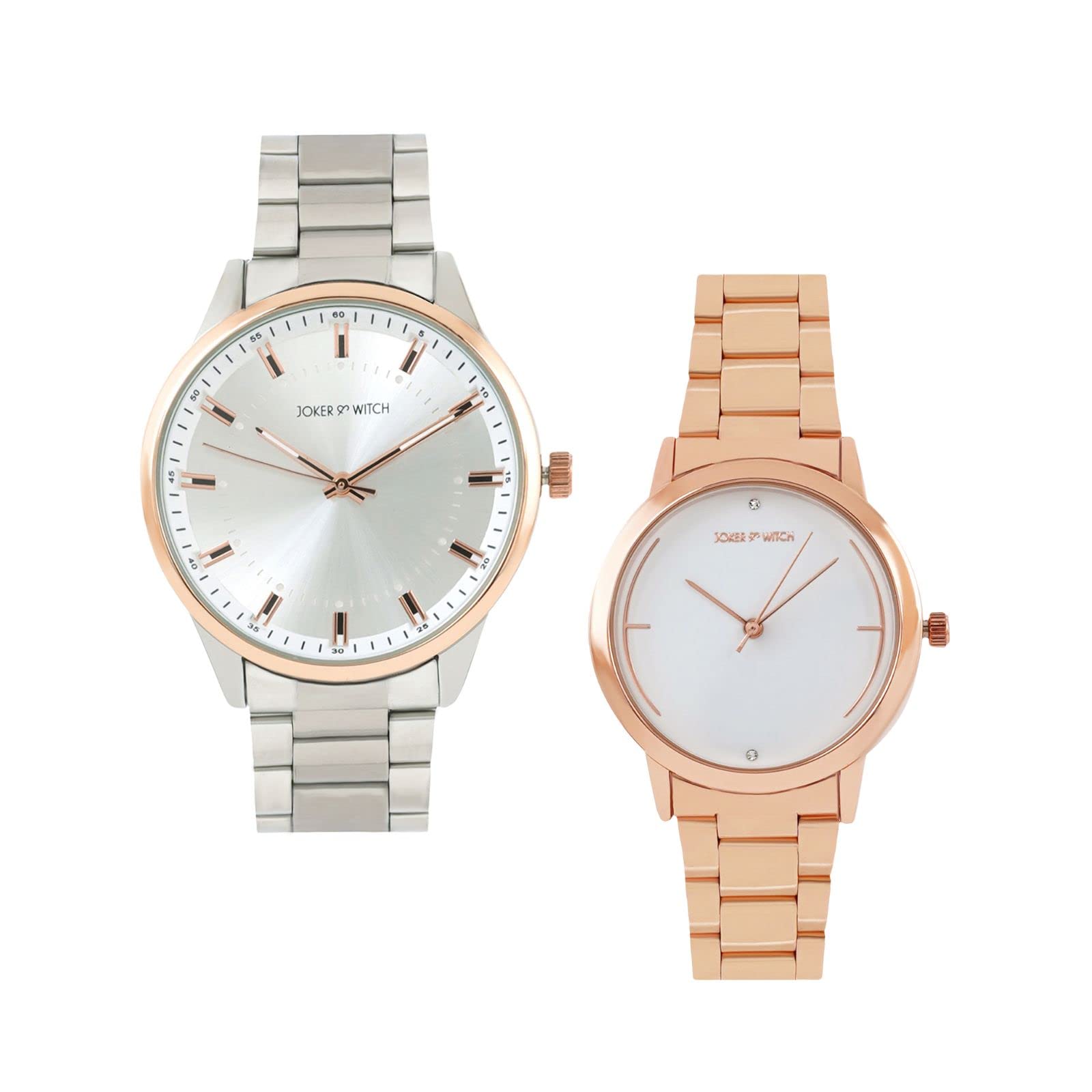 Joker & Witch Stainless Steel Fire & Ice Couple Analogue Watches, Silver Dial, Silver Band (B0BVB34J8W) Amazon Price History, Amazon Price Tracker