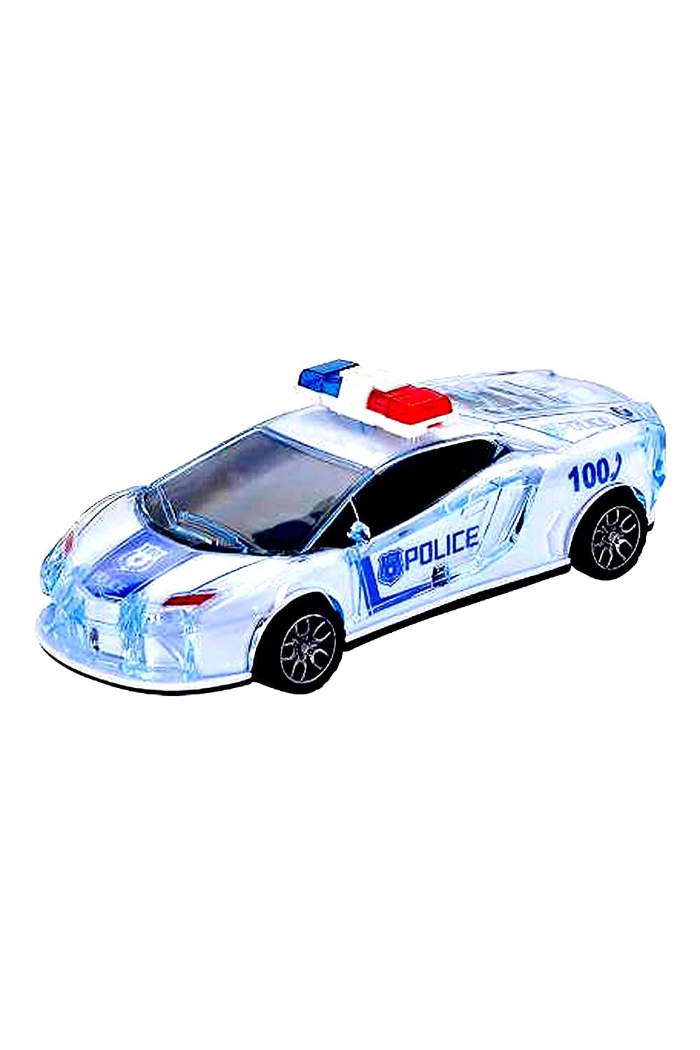 PRIMEFAIR Police Car With Lights, Friction Music and Siren Sound - 3D Super Speed Vehicle With Colorful Dazzling Light and Music, Multicolor