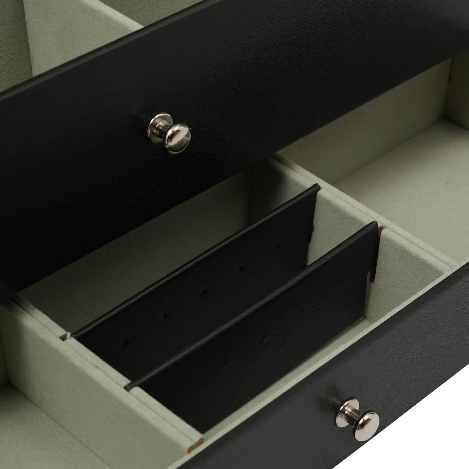 Caja para relojes y joyas, 3 niveles, con cajones, tapa transparente, 33,5 x 19,4 x 20,5 cm, color negro