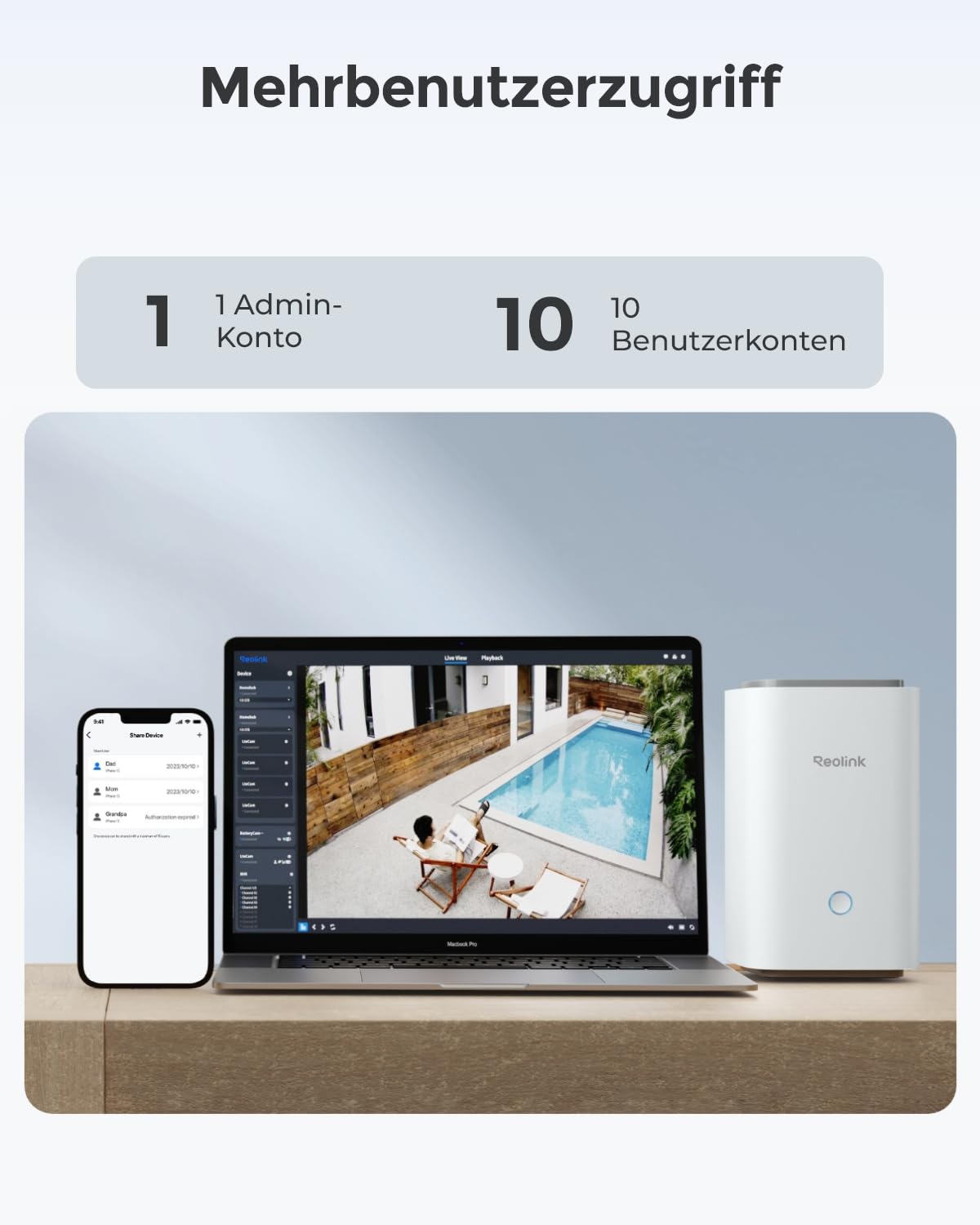 Reolink 4K Wi-Fi 6 Überwachungskamera Set Aussen mit 2TB HDD, Erweitbar auf 16TB, Pan &Tilt & Auto-Tracking, 360° Blick, Anti-Diebstahl-Verschlüsselung, KI-Erkennung, Home Hub Pro+4× E1 Outdoor S