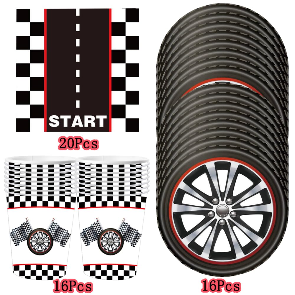 Vaisselle Jetable Anniversaire Voiture De Course – Set 40 Pièces Pour 10 Enfants