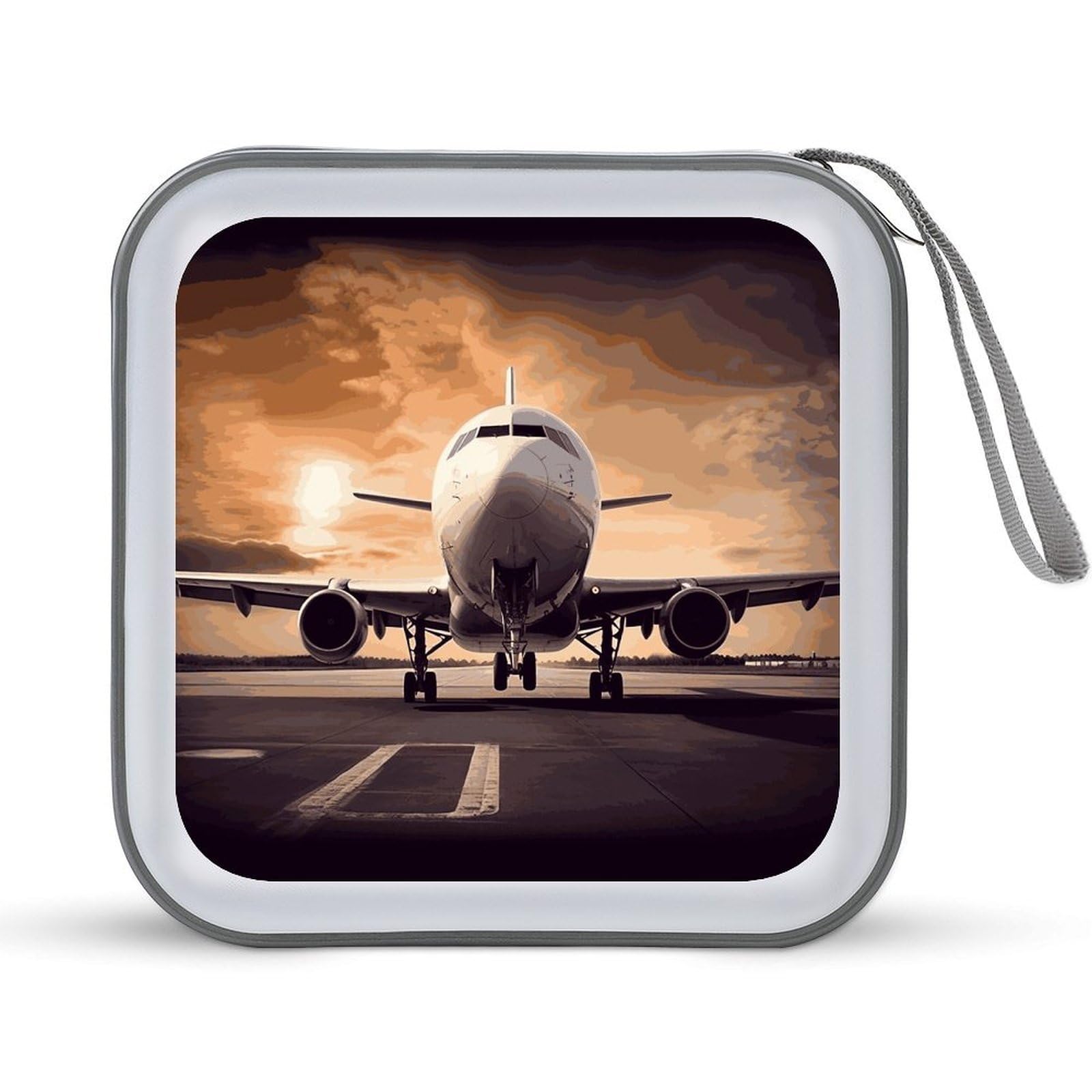 VstaDank Airplane CD Case with Hand Strap Lightweight DVD Wallet Holder 40 Capacity CD/DVD Case Wallet Protective CD Wallet CD/DVD Portable Storage Binder for Car Home Office
