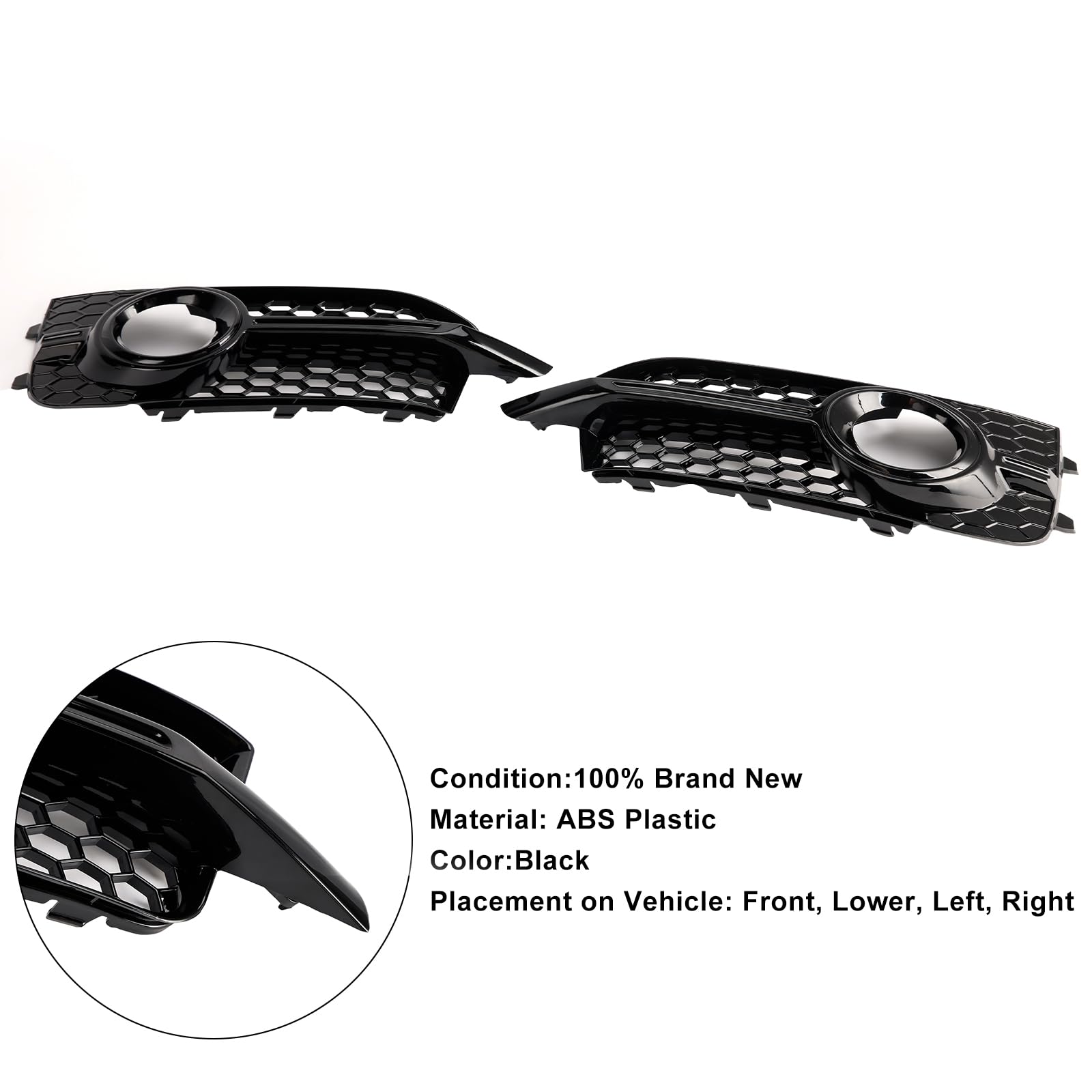 Griglia paraurti Anteriore 2PCS Front Bumper Fog Light Cover Grille Fit for Audi A1 S-Line 2011-2014 (No Logo)