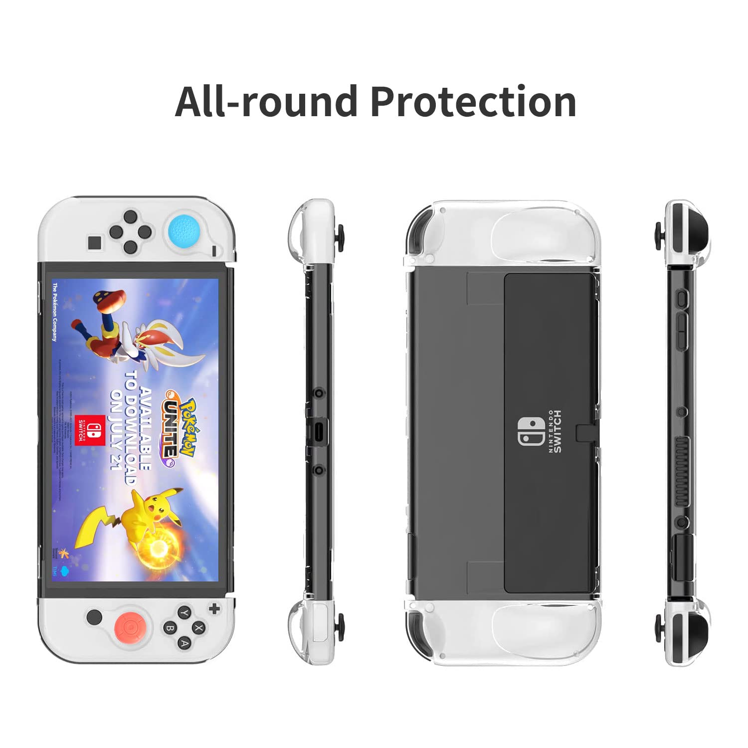 Custodia per Nintendo Switch OLED modello 2021, set di accessori con copertura trasparente, pellicola proteggi schermo, tappi per il pollice e altro ancora, adatta per viaggi e conservazione