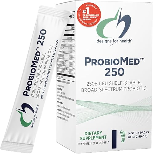 Designs for Health ProbioMed 250 Probiotics - Suplemento probiótico de 250 mil millones de UFC para adultos - 10 cepas para la salud digestiva +