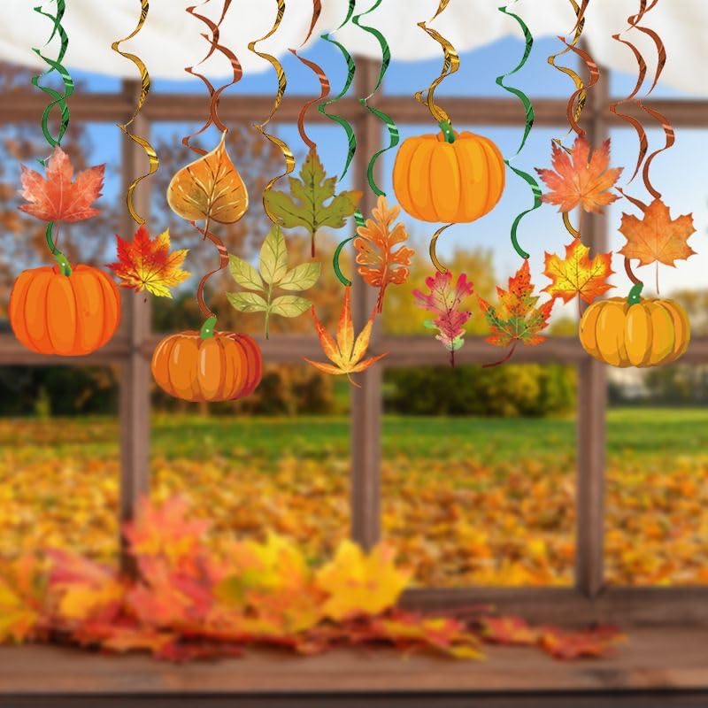 Miniatura 4 de Remolinos colgantes de otoño, Acción de Gracias, hoja de arce, calabaza, remolinos colgantes para el día de Acción de Gracias, granja, cosecha,