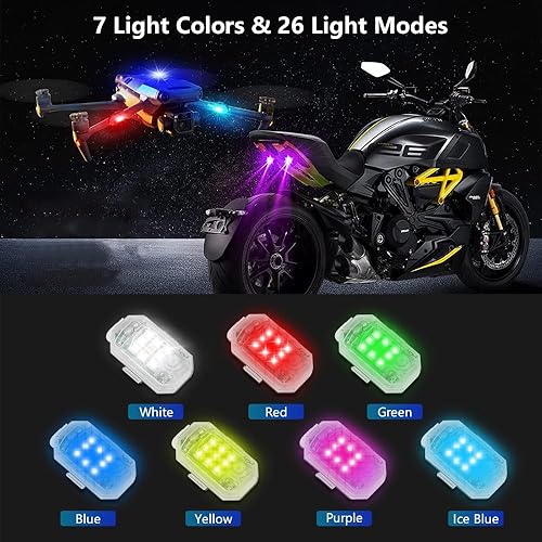 Miniatura 3 de LECART 4 luces LED recargables anticolisión con control remoto inalámbrico, 7 colores, luces estroboscópicas LED para automóvil, motocicleta,