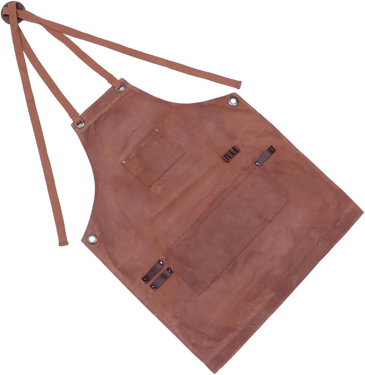 Woodworking Apron with Pocket Waxed Canvas Tool Apron for Men and Women Retro Design Comfortable Cross Back Strap for Carpenters Electricians and Enthusiasts