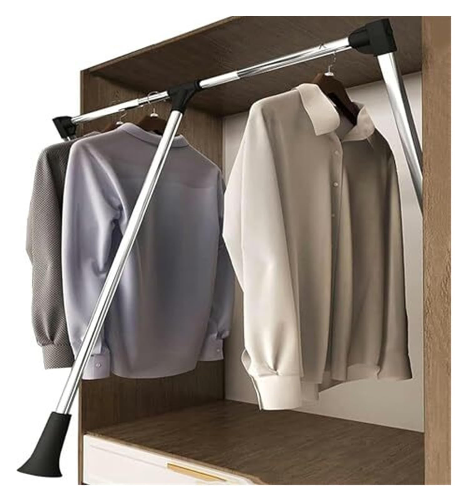 HTTGDGDH Adjustable Pull-Down Clothes Rack, Wall Mounted Telescopic Suspension Rail, Spring-Assisted Hanger Organizer For Bedroom Wardrobe And Laundry Room