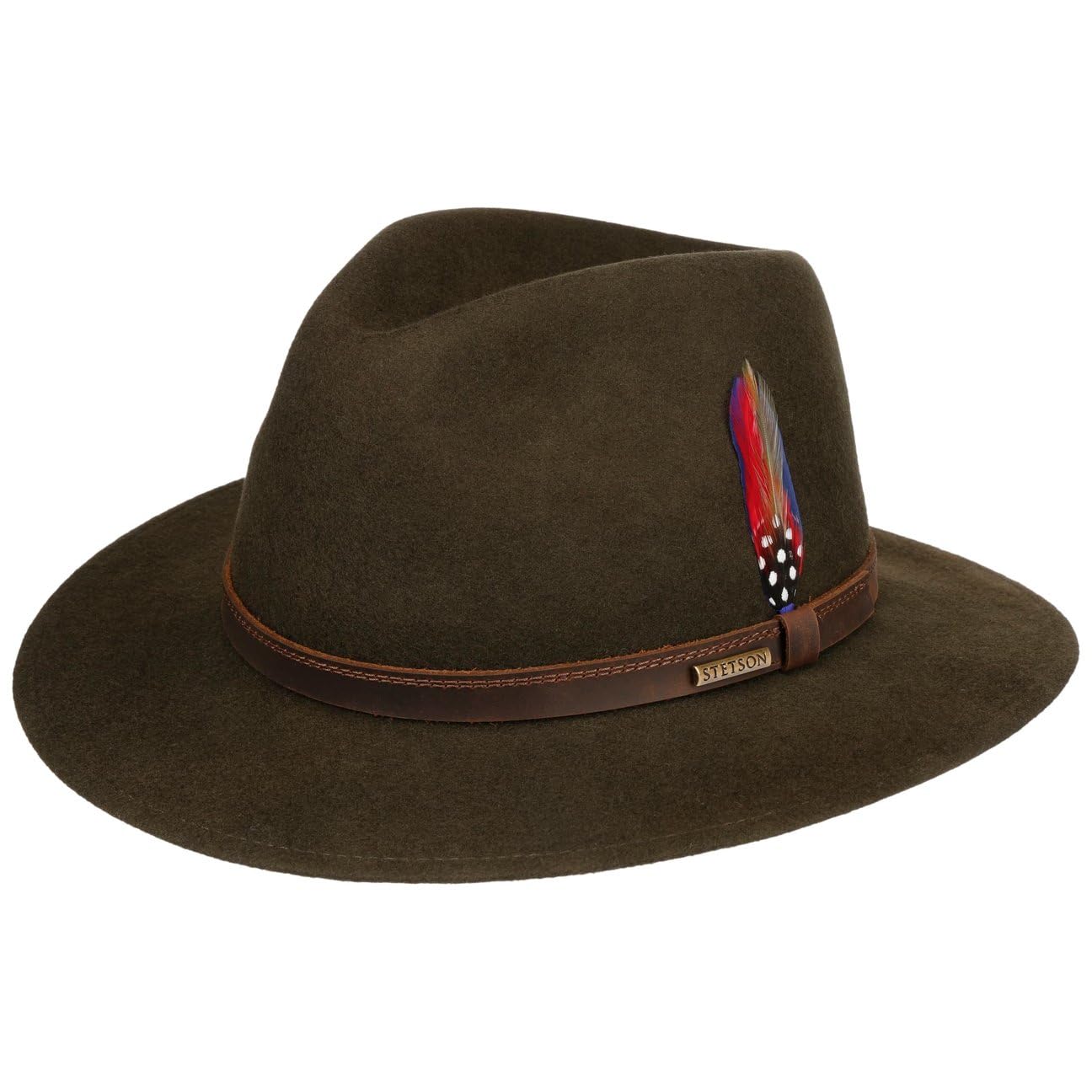 Stetson Chapeau en Laine Lescott Traveller Femme/Homme - Made in The EU Randonneur de Feutre Voyage avec Bandeau Cuir Automne Printemps Hiver Ete Printemps-ete