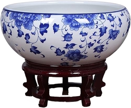 HIHELO Macetas grandes hidropónicas para interiores bonsái Dezhen maceta de cerámica lirio de agua maceta en maceta pecera decorativa parte inferior