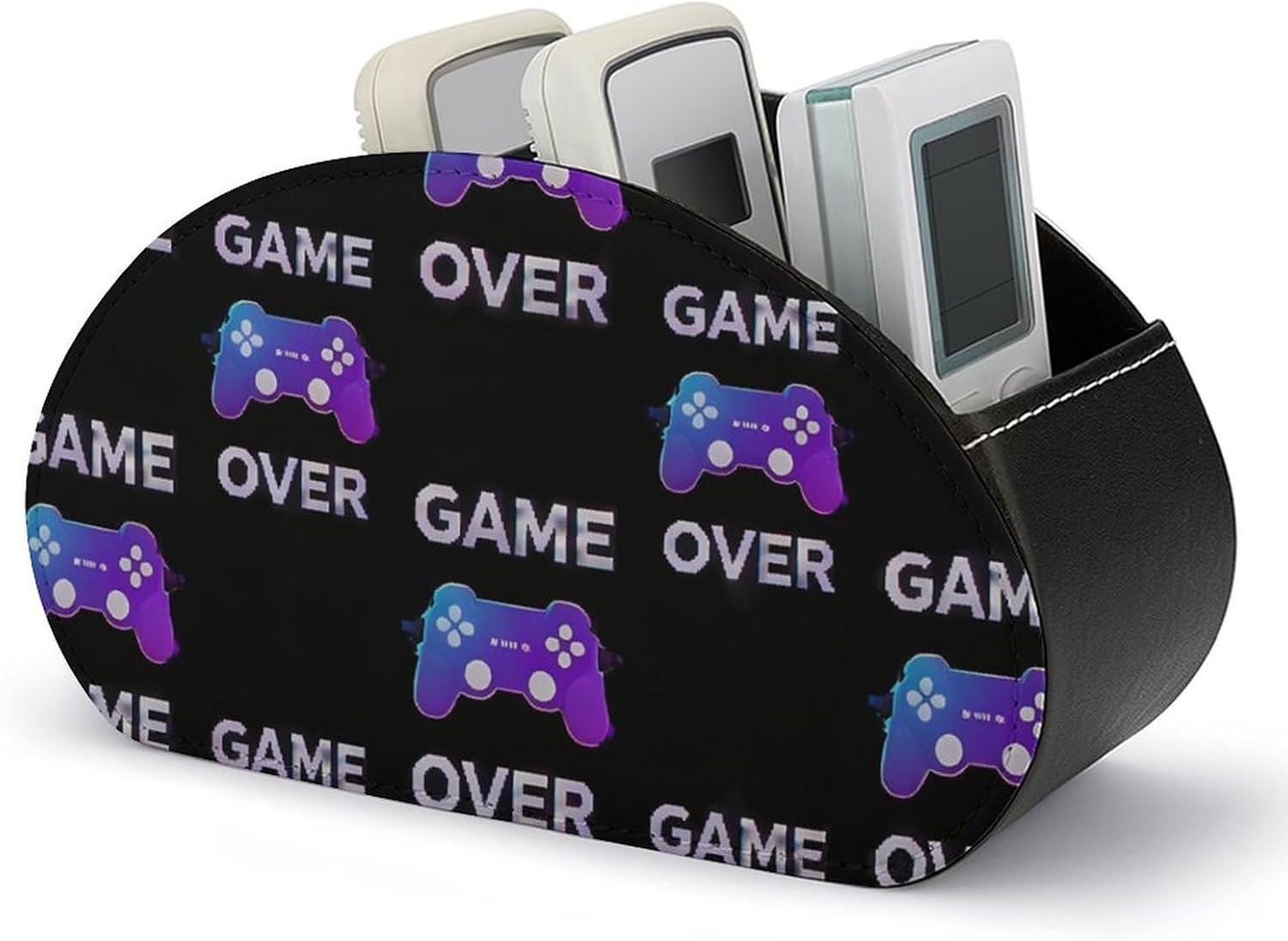 Video Games Joystick Game Over Remote Control Storage Box Pu Leather Desktop Storage Box 5 Compartments Decorative