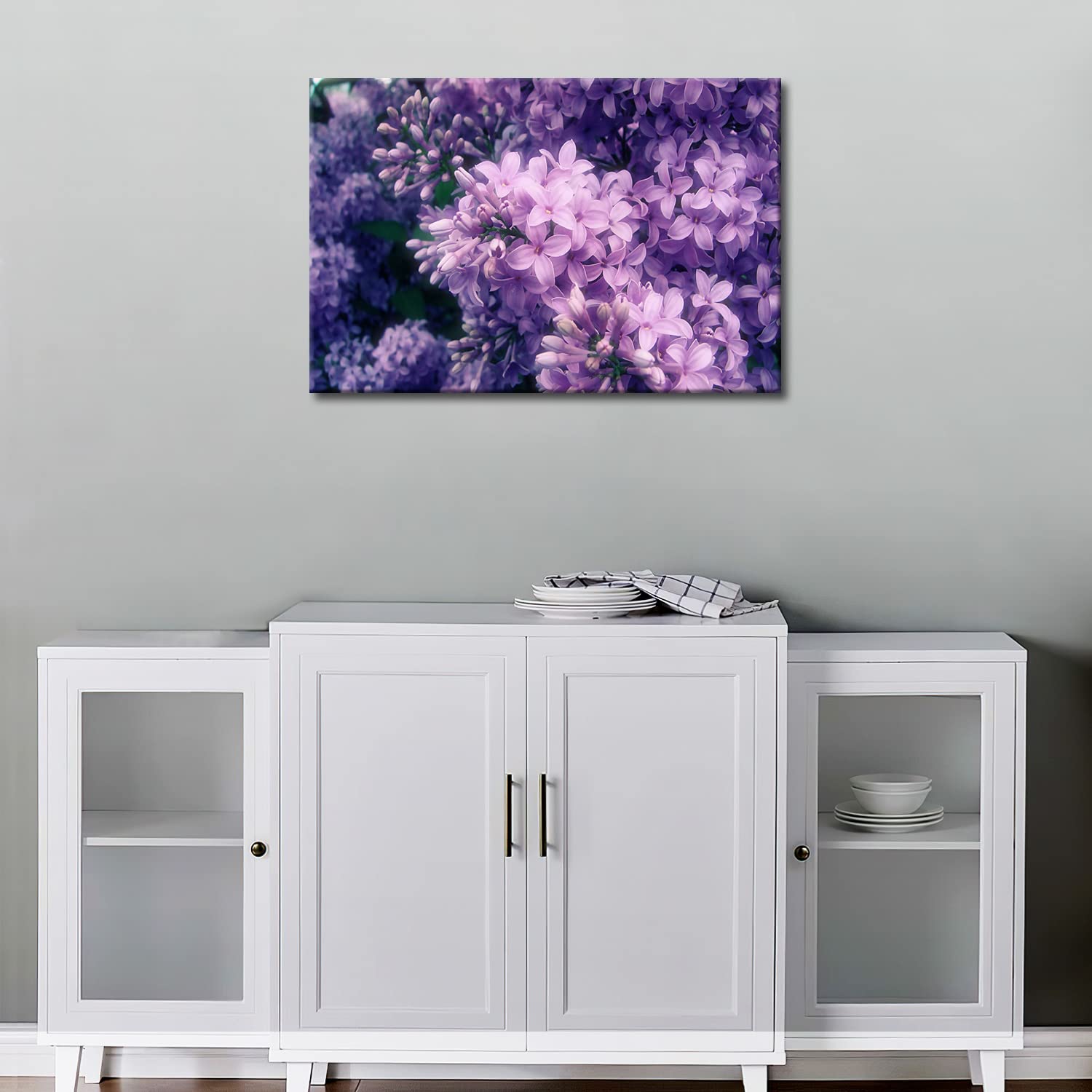 Tableau Mural 'Cœur De Lilas' - Impression Sur Toile - Décoration Murale Main - Style Moderne