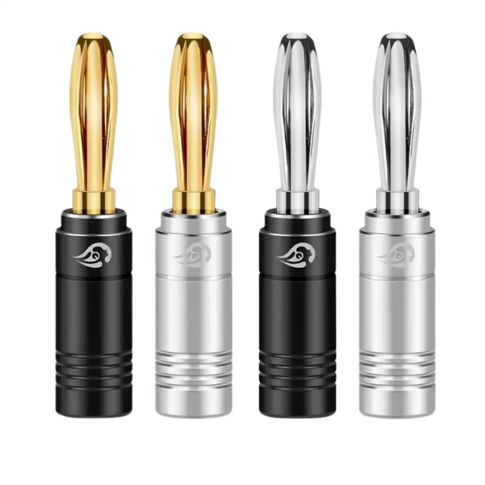 Conector banana para altavoz, conectores banana, conector de audio con tornillo (2 unidades, negro dorado)