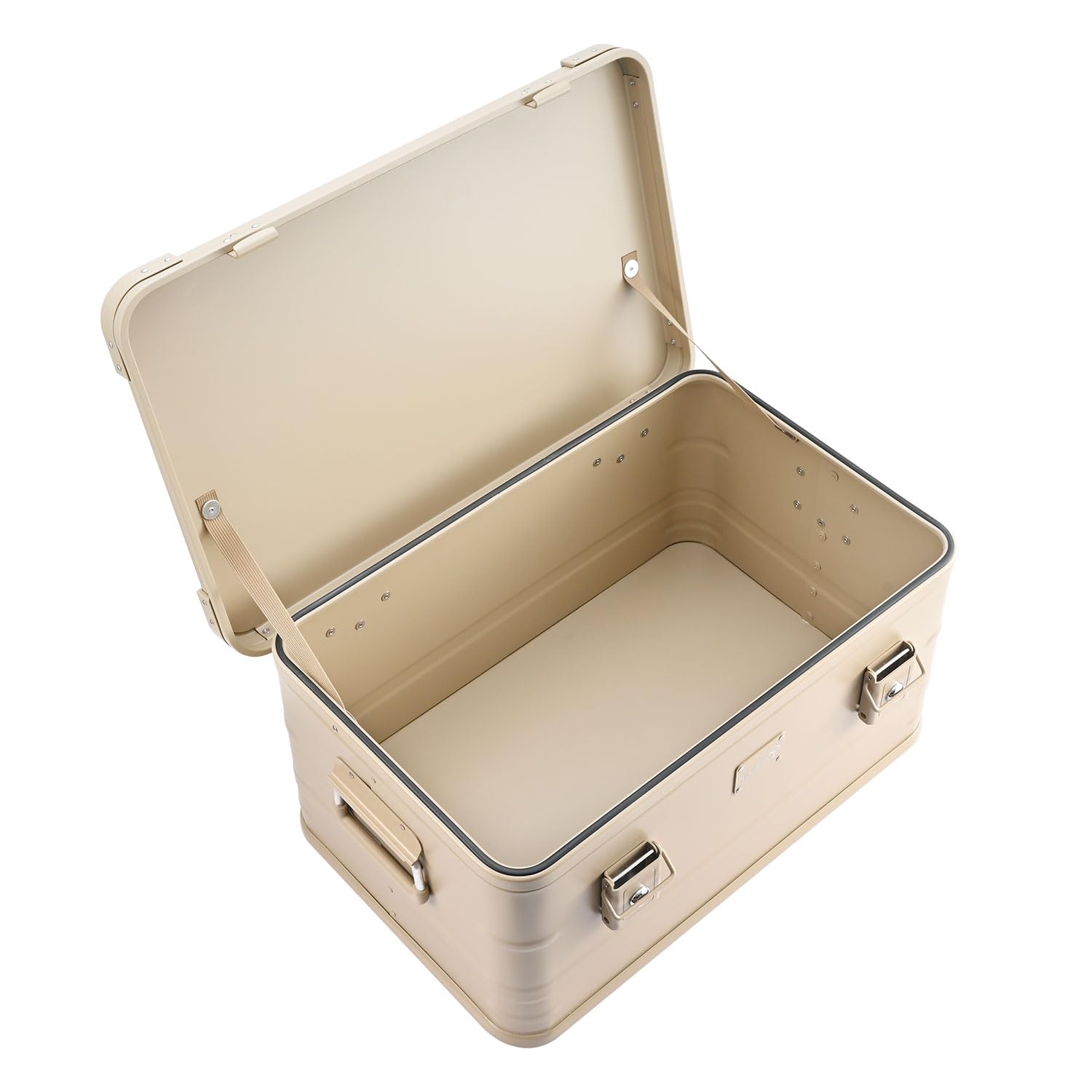 Alubox Alukiste abschließbar E47S SAHARA sand beige - Premium Lagerbox 47 Liter - Materialstärke 1mm - Deckel mit Aluminium Druckguss Stapelecken und Gummidichtung - inklusive Schlösser - lackiert