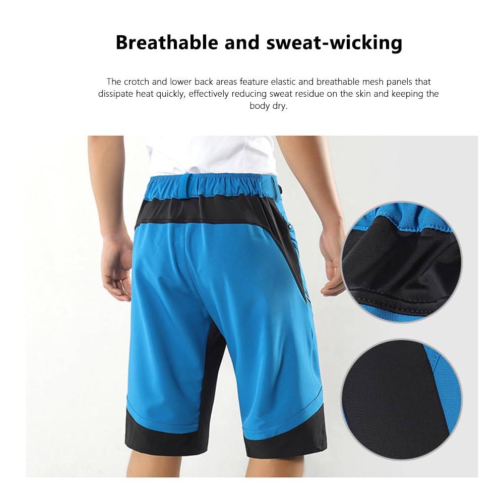 Pantaloncini da Ciclismo MTB da Uomo Elastici, Pantaloncini Traspiranti per Downhill con Imbottitura in Gel 3D Asciugatura Rapida Pantaloncino Mountain Loose-Fit Pantaloncino Cargo
