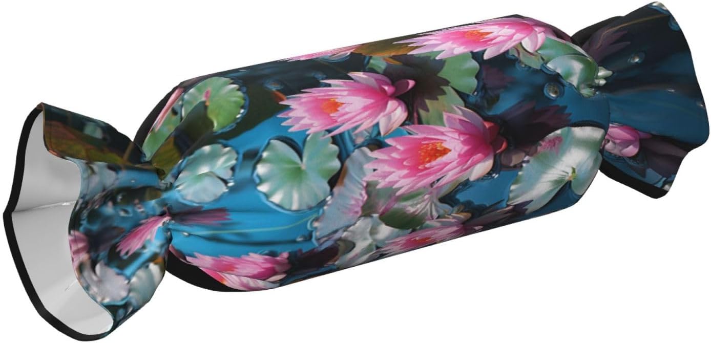Lotus Clusters Cylindrical Pillow-Premium Bed Pillows, Side Sleeper Neck Support, Decorative Candy Design, Soft and Durable