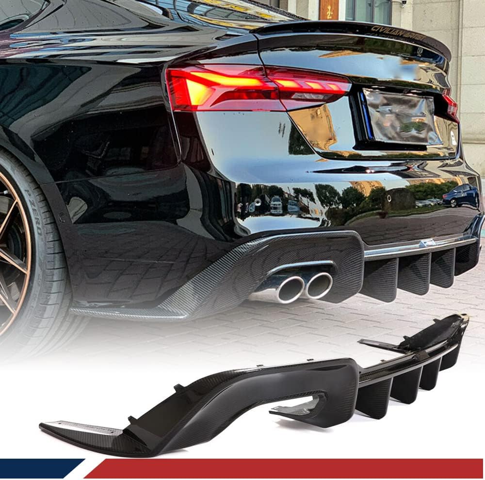 Dry Carbon Fiber Rear Bumper Lip for Audi A5 S line S5 2020-2021 Sportback 2-Door 4-Door Rear Bumper Diffuser Lip Spoiler Factory Outlet