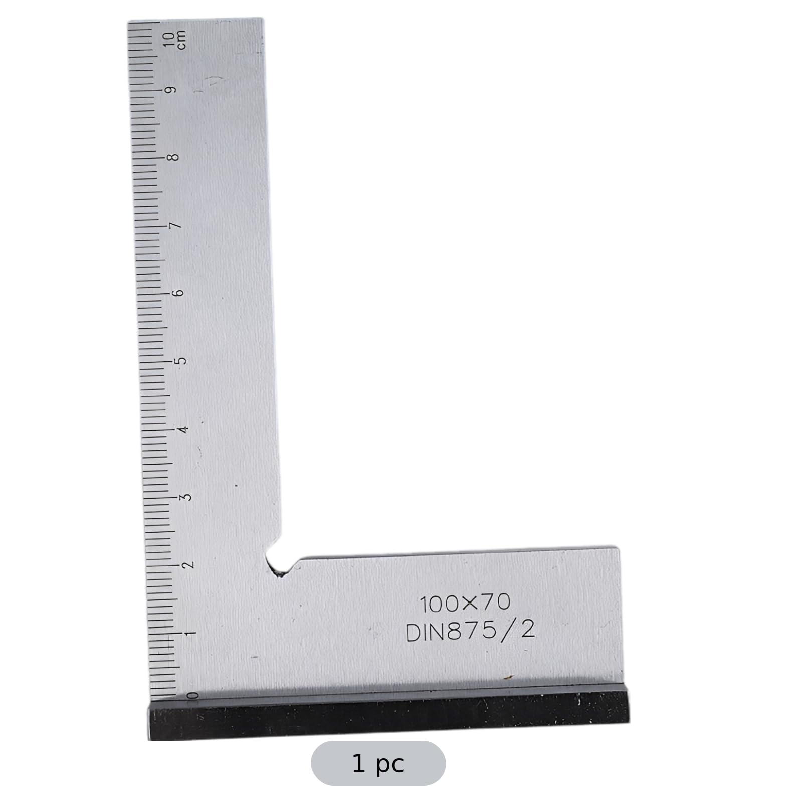 Präzisions-Anschlagwinkel 4,13" x 2,76", DIN 875 Klasse 2, Maschinistenwinkel mit Sitz, 90°-Stahlwinkel aus Karbonstahl, mit 0 bis 10 cm Skala, für Holz und Metall, zum Anreißen und Prüfen
