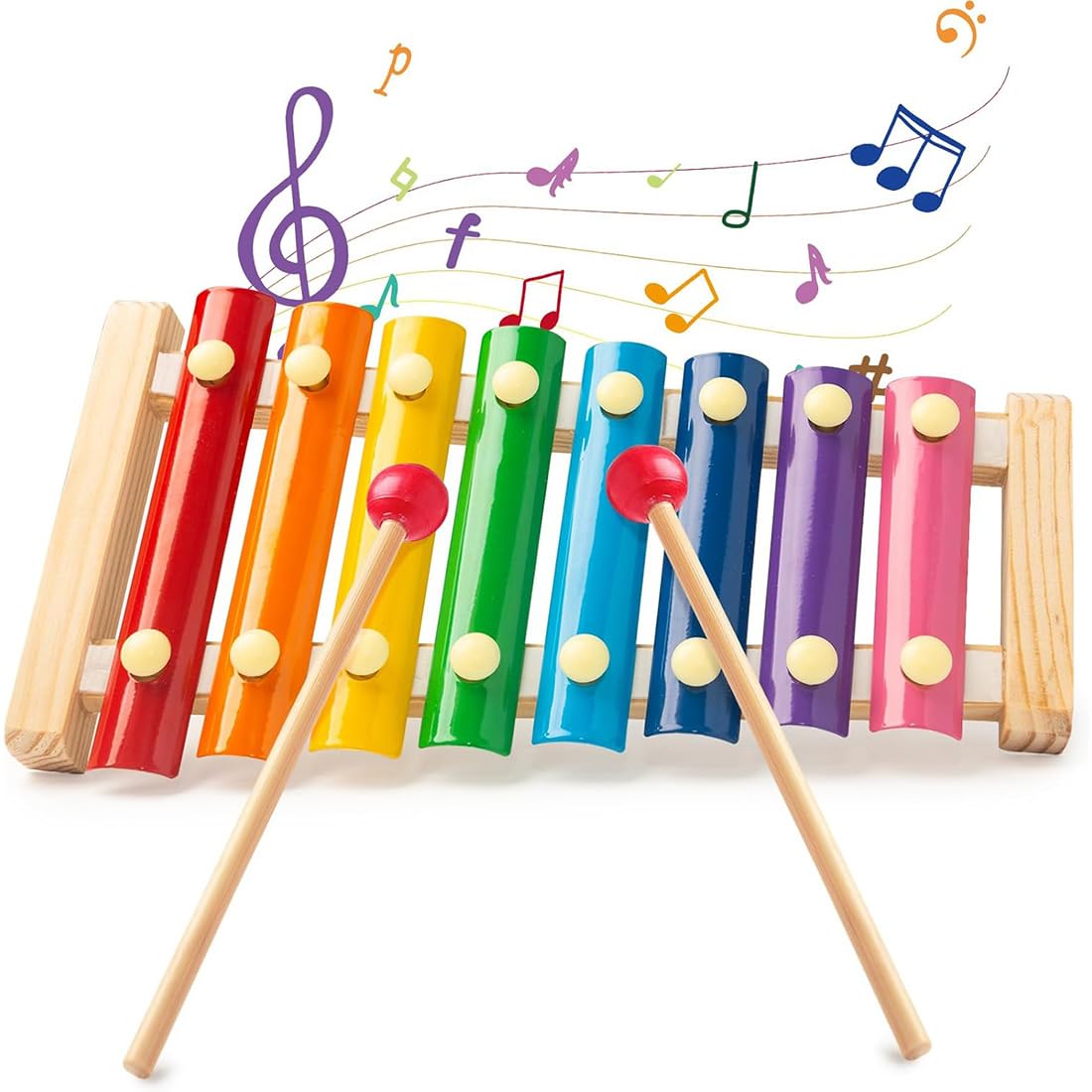 Juguete de golpeo para bebés, Montessori, madera de pino natural, instrumento para iniciación musical, xilofono bebe, juguete bebe 1 año