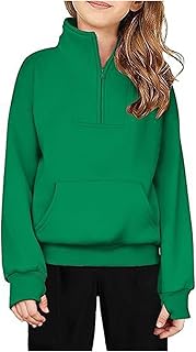 Chicos Chicas Color Sólido Media Cremallera Sudadera Forro Polar Sudadera H Y M Niñas Suéter
