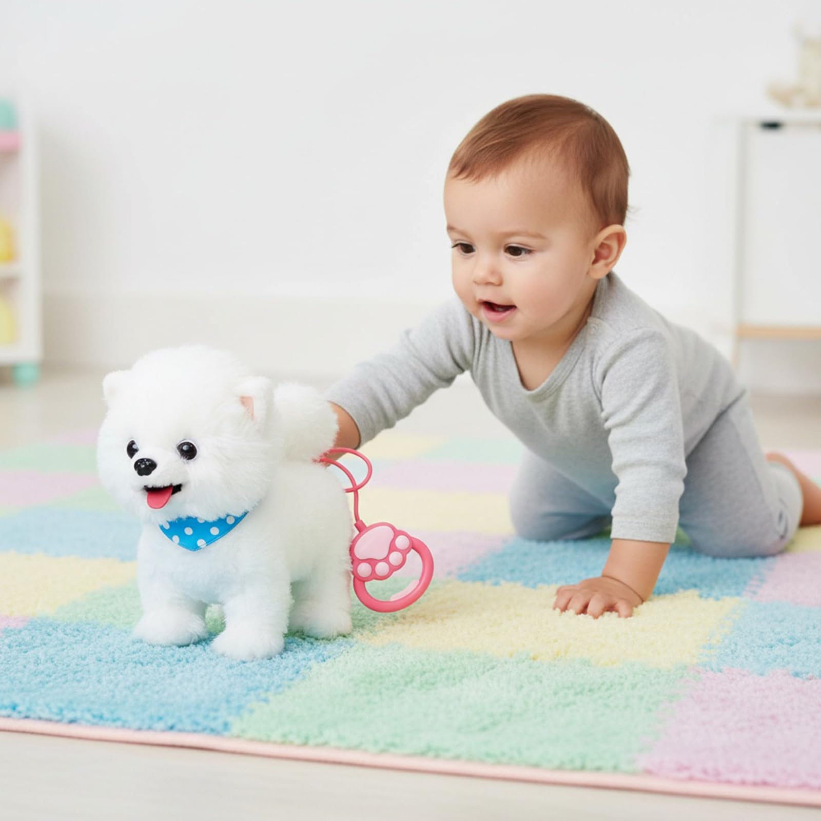 Cagnolino Giocattolo Interattivo in Peluche per Passeggiata, Cani Elettronici con Telecomando e Guinzaglio, Giocattoli Interattivi per Bambini, Neonati, Compleanno e Vacanze