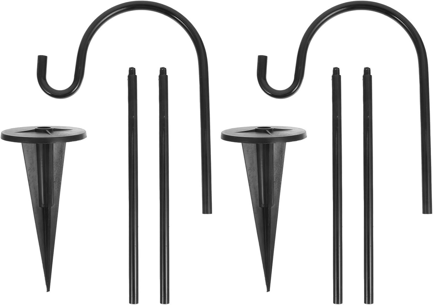 IMIKEYA 6 Pack Shepherd Hooks for Outdoor: 24. 4 Inch Metal Steel Bird Feeder Pole Black Adjustable Shepard Hook for Garden Plant Lantern Hanging Wedding Decor Holder