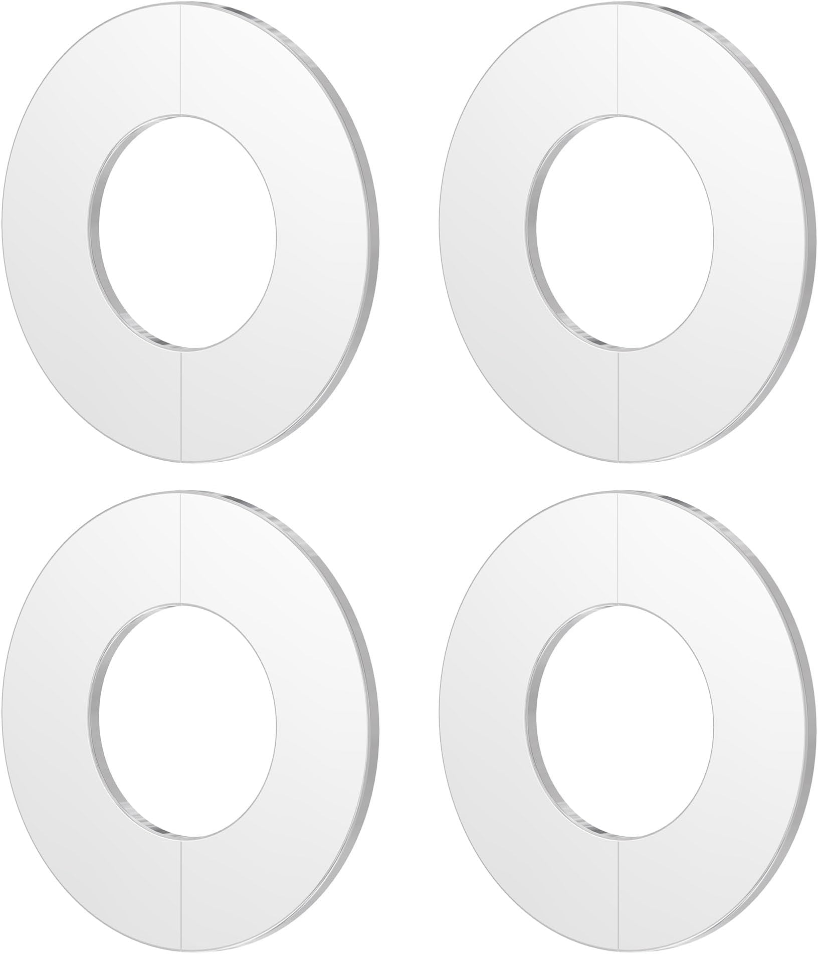 FOCMKEAS 4Pcs Wall Split Flange, Fit 3.15"(80mm) Diameter Pipe Stainless Steel Round Escutcheon Plate Wall-mounted Water Pipe Cover Accessories, Sliver