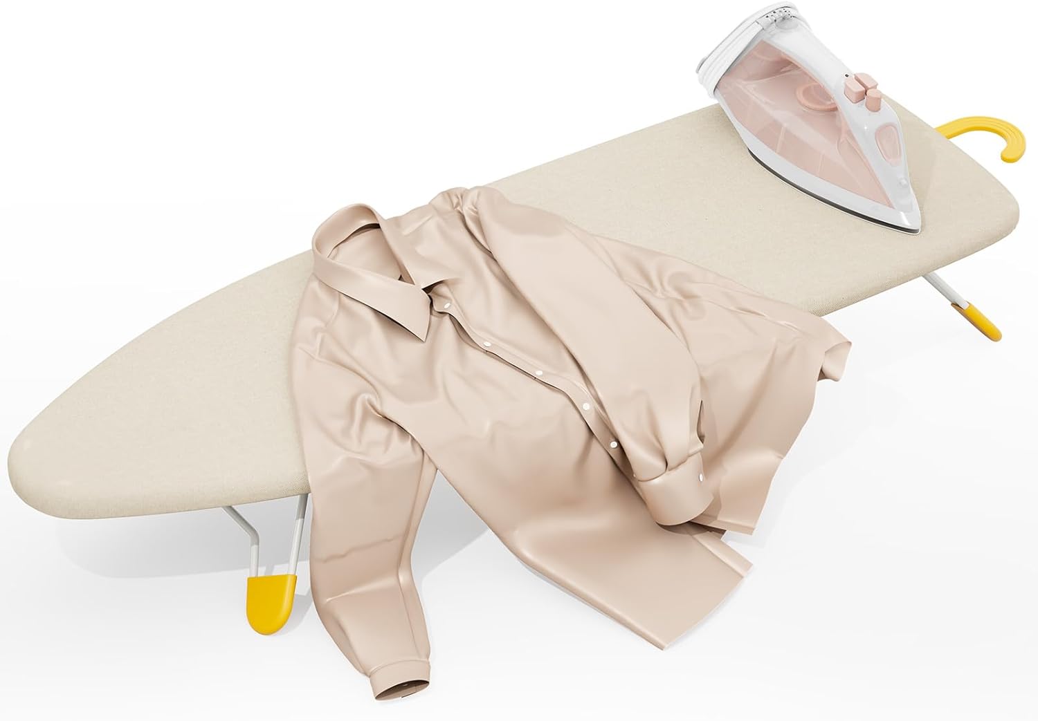 Small Ironing Board Tabletop, Table Top Iron Board Small with Mesh Metal Base, Mini Tabletop Ironing Boards Space Saving, Compact Table Top Iron Boards Small with Non-Slip Feet,12x38 Cream White