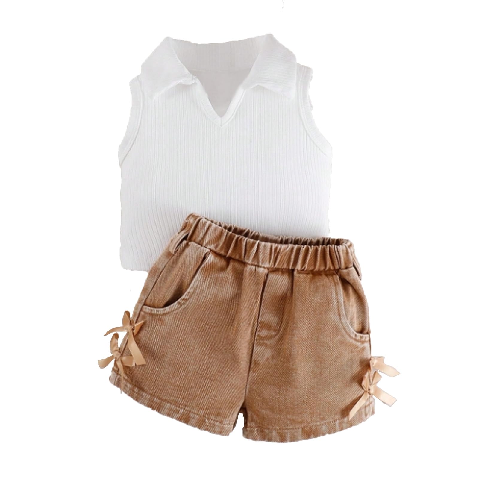 Ropa para Niña Recién Nacida Top Camisa de Sin Mangas y Pantalones Cortos Vaqueros Conjunto Traje de Verano para Bebé — view 8