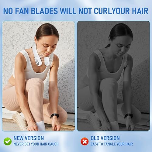 Miniatura 7 de BestYiJo Ventilador de cuello portátil, ventilador plegable sin aspas, recargable por USB de 4000 mAh, ajuste de 3 velocidades, flujo de aire de
