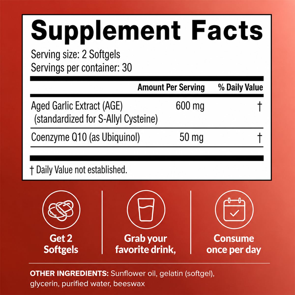 Aged Garlic Extract Softgels Organic | 600mg Odorless Garlic Supplements with CoQ10 Ubiquinol | 24-Month Fermented for Heart & Immune Support | 60 Softgels (1) — Amazon image 7