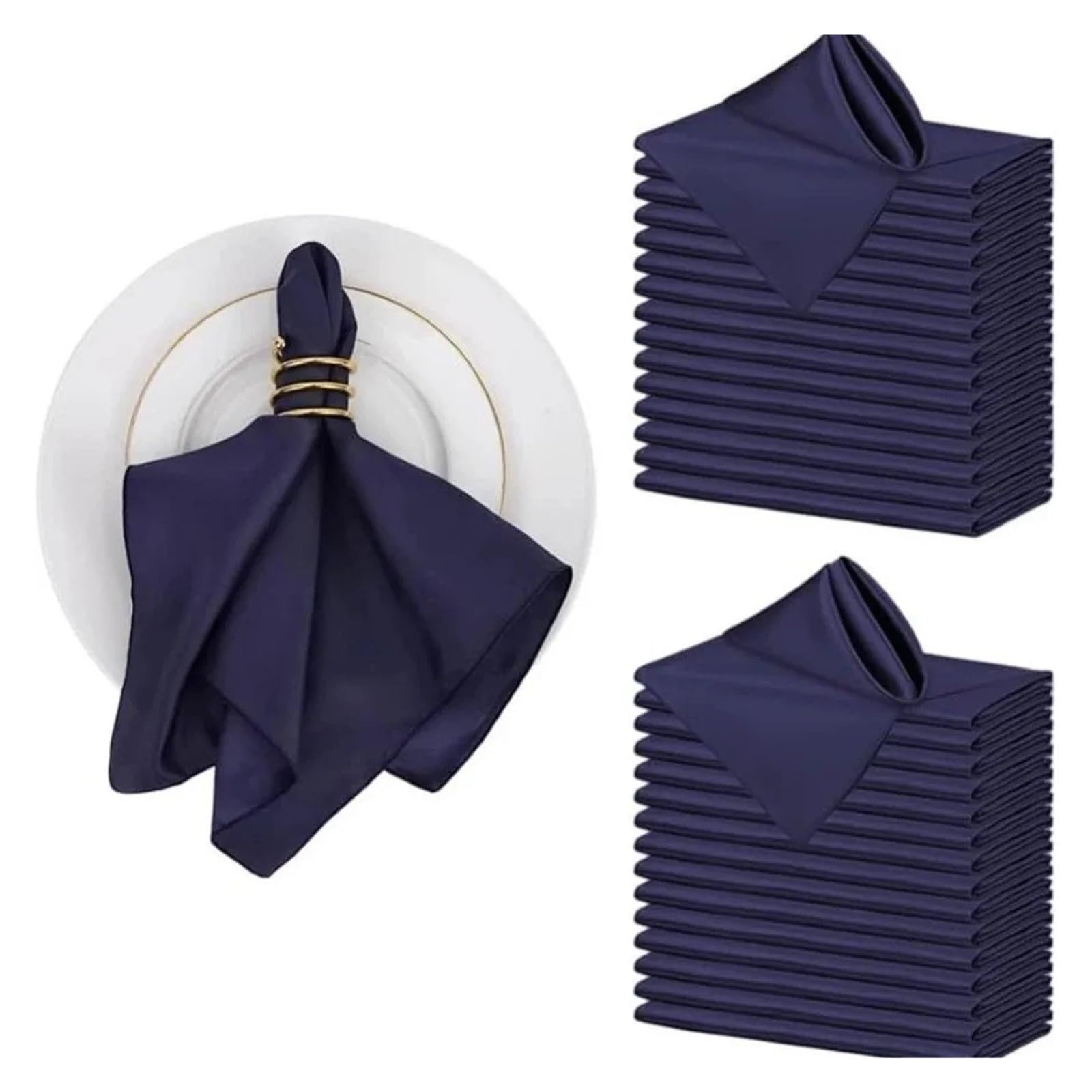 Satin Dinner Napkins 10pcs 30x30cm Silky Satin Napkin Smooth Solid Color Dinner Napkins Square Table Birthday Party Decor(Dark Blue)