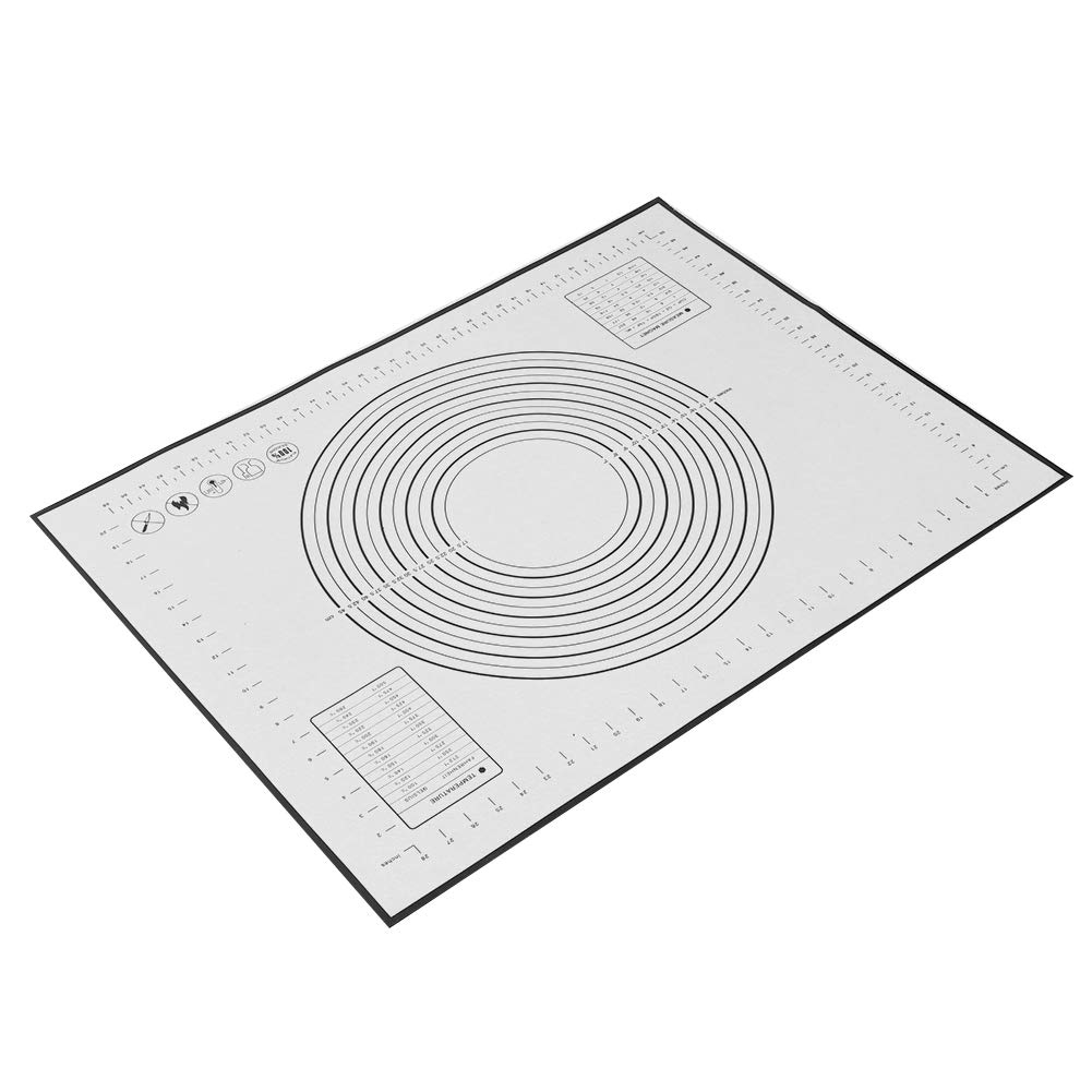 Nikou Almohadilla de silicona antideslizante para amasar, antiadherente, con escalas, para cocina, cocina, cocina, cocina, cocina, 60 x 80 x 0,4 cm, color negro, tapete de masa para hornear