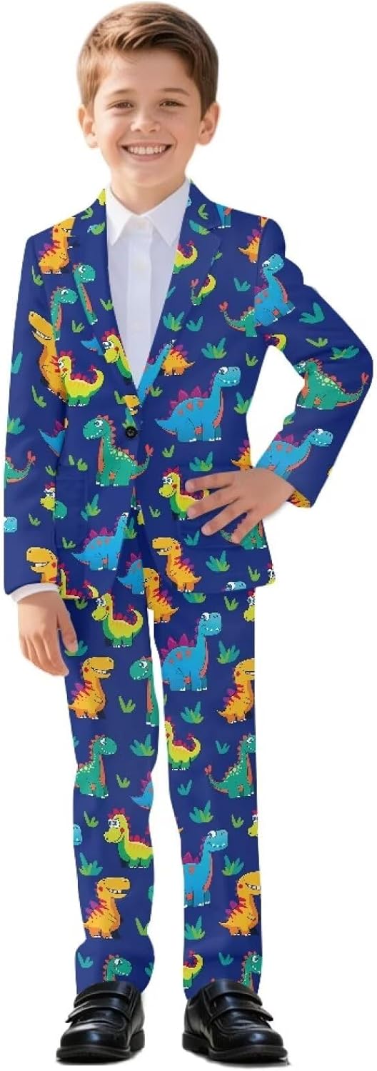 Suobstales Suit for Boys Teen Formal Wedding Dress Kids 2 Pieces Birthday Party Homecoming Outfit Blazer Jacket and Pants Set