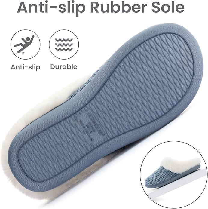Image of ULTRAIDEAS Women's Breathable House Slippers with Memory Foam, Lightweight Cotton Blend Lining, Indoor Outdoor Slip On Design, Non Slip Rubber Sole for Bedroom, Machine Washable