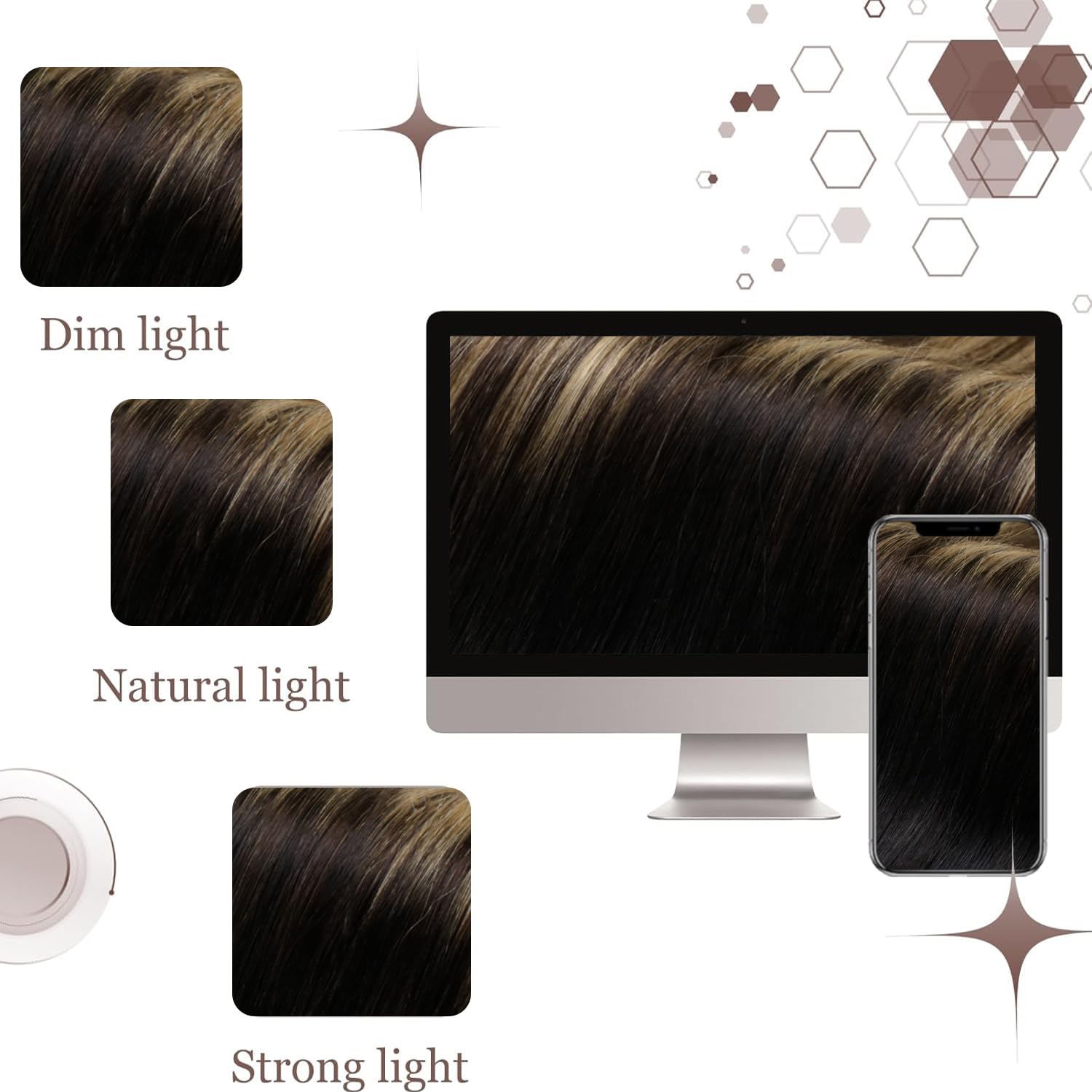 Hetto Clip in Extensions Echthaar Balayage Schwarz zu Hellbraun & Goldblond 45cm 120g 7pcs - Invisible Mittellanges Haar, Volle Abdeckung für Sofortiges Volumen 1b/4/27