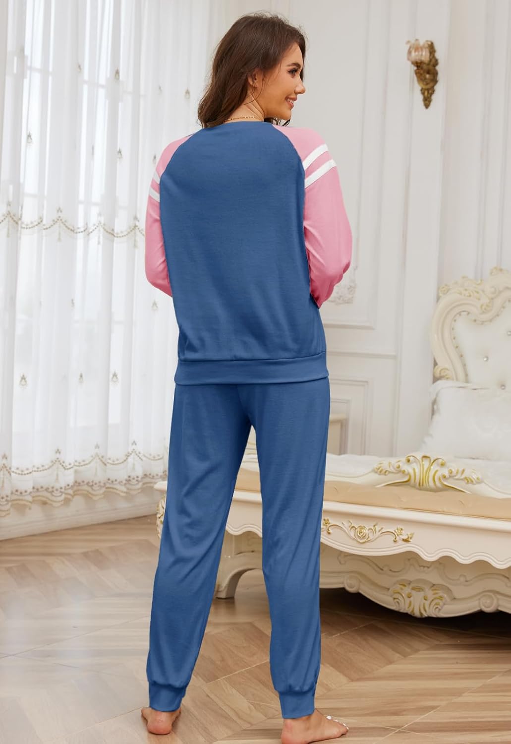Women's Pajamas Set Soft 2 piece Loungewear Long Sleeve & Long Pants Pj Set with Pockets for Women - Image 4