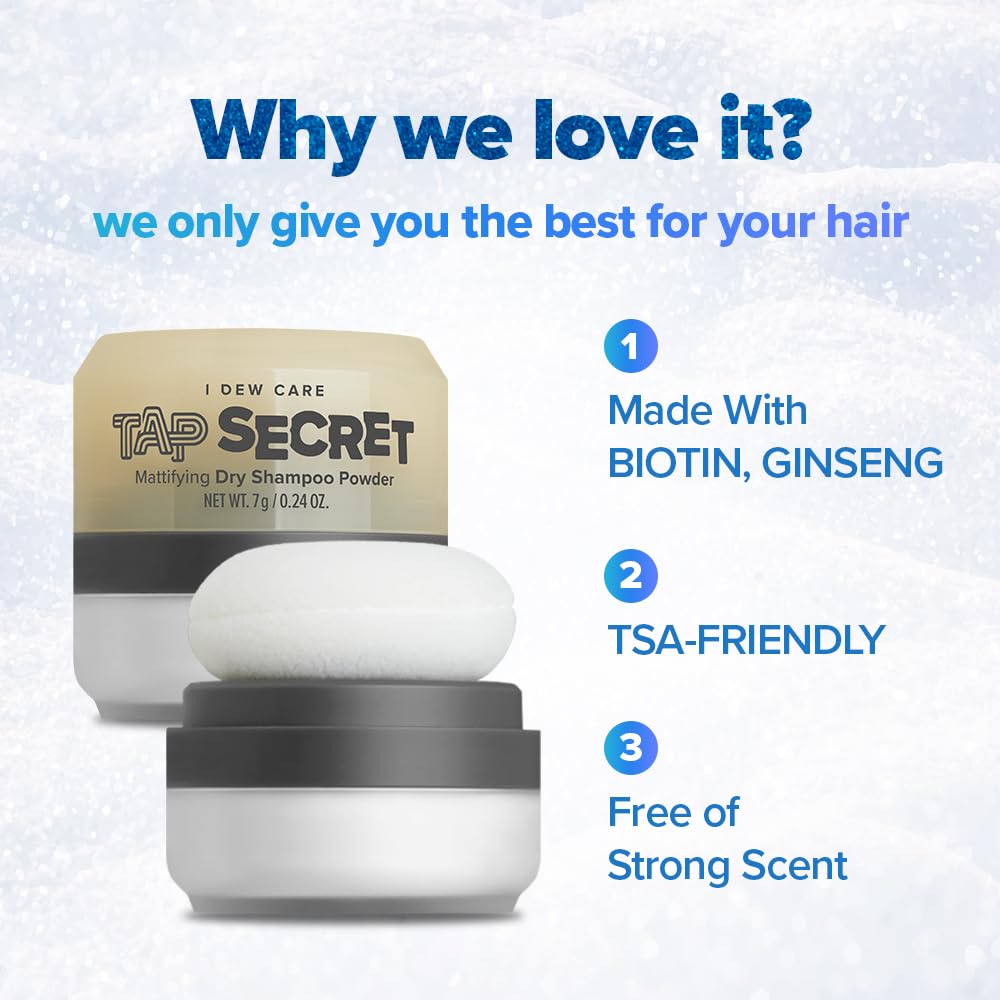 I DEW CARE Biotin Clarifying Dry Shampoo Limited Edition - Tap Secret Refill Set | With Black Ginseng, Non-aerosol, Formulated Without Benzene, Travel Size, Stocking Stuffers, Gift Set, 0.24 oz. x 2EA - Image 6