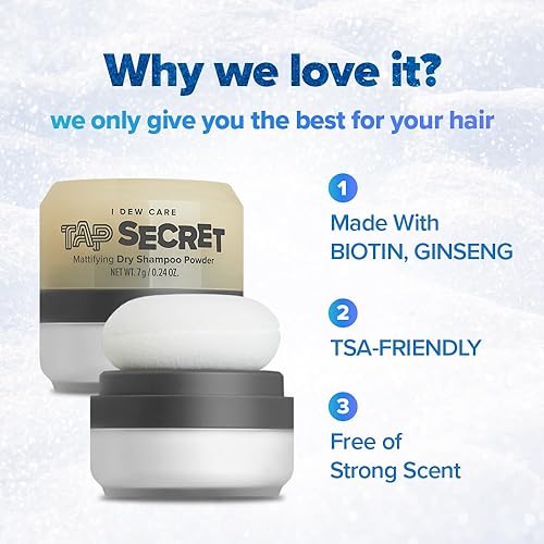 Miniatura 6 de I DEW CARE Biotin Clarifying Dry Shampoo Limited Edition - Juego de recambio Tap Secret  Con ginseng negro, sin aerosol, formulado sin benceno,