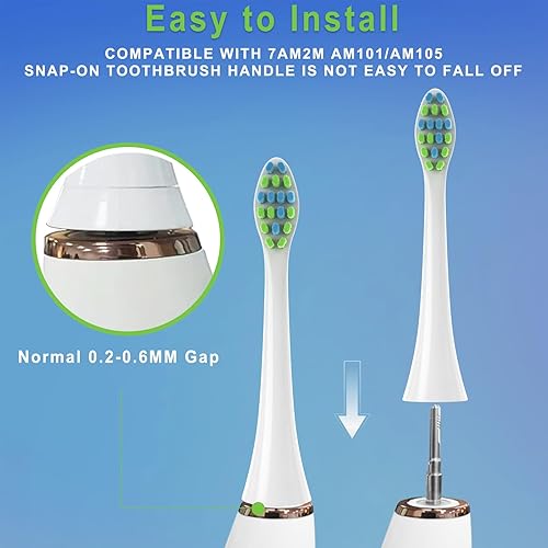 Miniatura 5 de YMPBO 10 cabezales de repuesto compatibles con cepillo de dientes eléctrico 7AM2M AM101AM105 + 30 púas de hilo dental + 1 soporte universal gratis