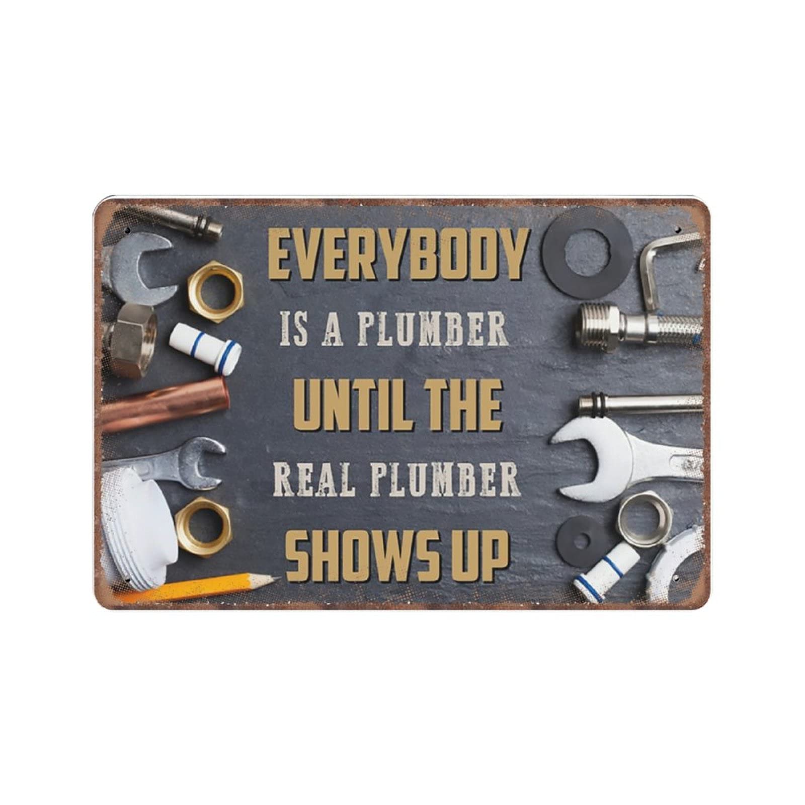 peiyeety Metal Tin Sign Everybody Is A Plumber Funny Quote Decorative 6x8 Inch Vintage Retro Wall Art Plaque For Workshop Garage Man Cave Novelty Wall Decor