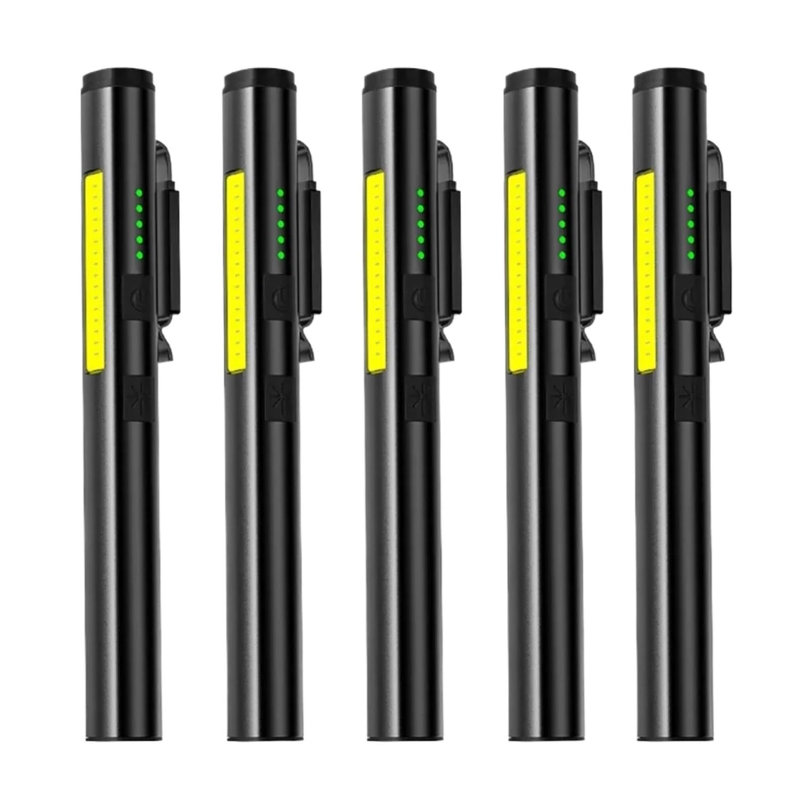 Rechargeable Torch, Multifunctional Flashlight Mini USB Rechargeable Pen Clip COB Work Lamp for Camping,Hiking(5 PCS)