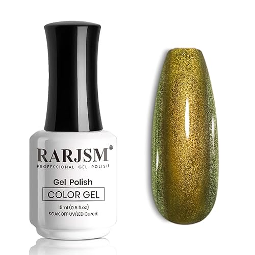 RARJSM Chameleon - Esmalte de uñas de gel con purpurina dorada a verde, multicolor que cambia de color, esmalte de gel holográfico que cambia de