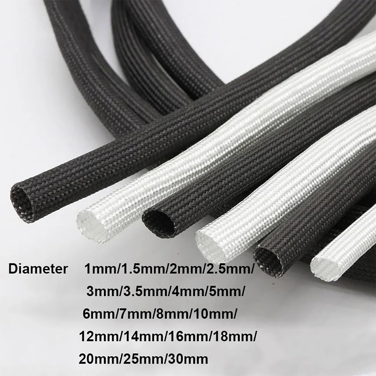 Guaina In Fibra Di Vetro Intrecciata, Guaina Protettiva Termica In Fibra Di Vetro Nera Da 5 Metri, Ad Alta Temperatura Da 600 °C, Diametro Da 3 mm A 25 mm(8mm)